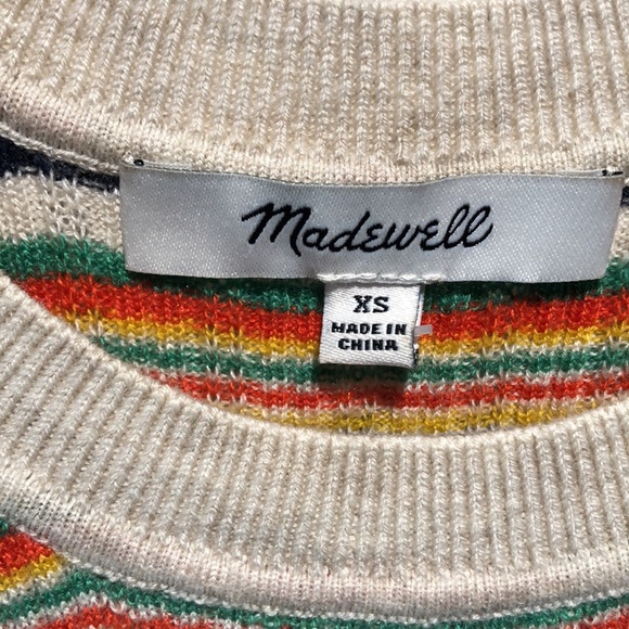 Madewell multi stripe stretch Jones tank ribbed cotton XS - Picture 3 of 6